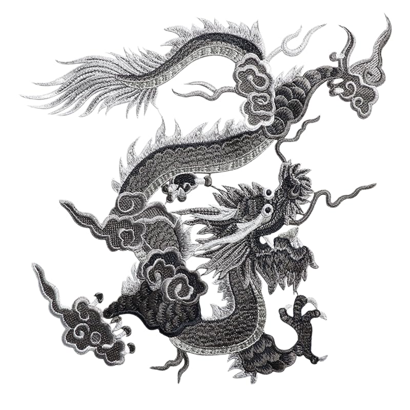 TGBYHU 27 * 26CM Large Size Dragon Iron Embroidered Applique Patch Chinese Sew On Badge And Patch Sew On Patch For Craft Diy Adult