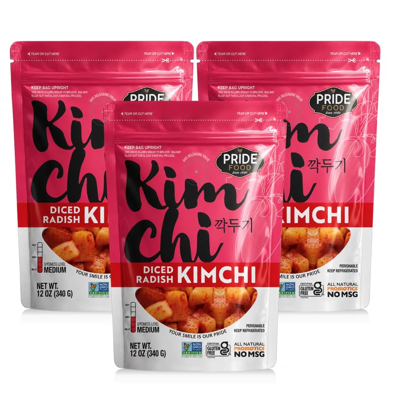 Image of BINGGRE DICED RADISH KIMCHI 12OZ FRESH KOREAN KIMCHEE IN KIM CHI kimichi 김치 MOTHER MILD CHEE TEMPEH DAIKON PICKLES WHITE RADISH TWINS JONGGA RAMEN ORGANIC VEGAN NAPPA LAWS MAMA