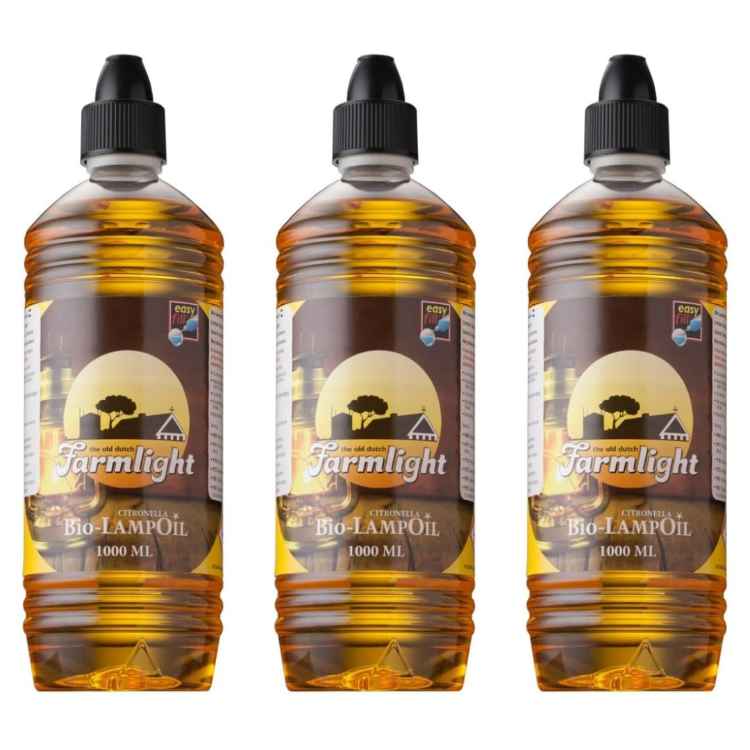 HORECA CANDLES Huile de Lampe Bio à la Citronnelle – 3x1L – pour Lampes à Huile, Torches de Jardin & Lanternes – Parfum Naturel & Longue Durée