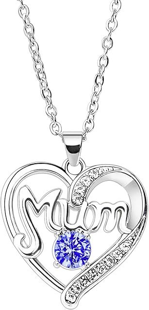 BESPMOSP Mum Necklace Mother's Day Gifts Heart Gifts Birthday Gifts For Mum Crystal Pendant Necklace