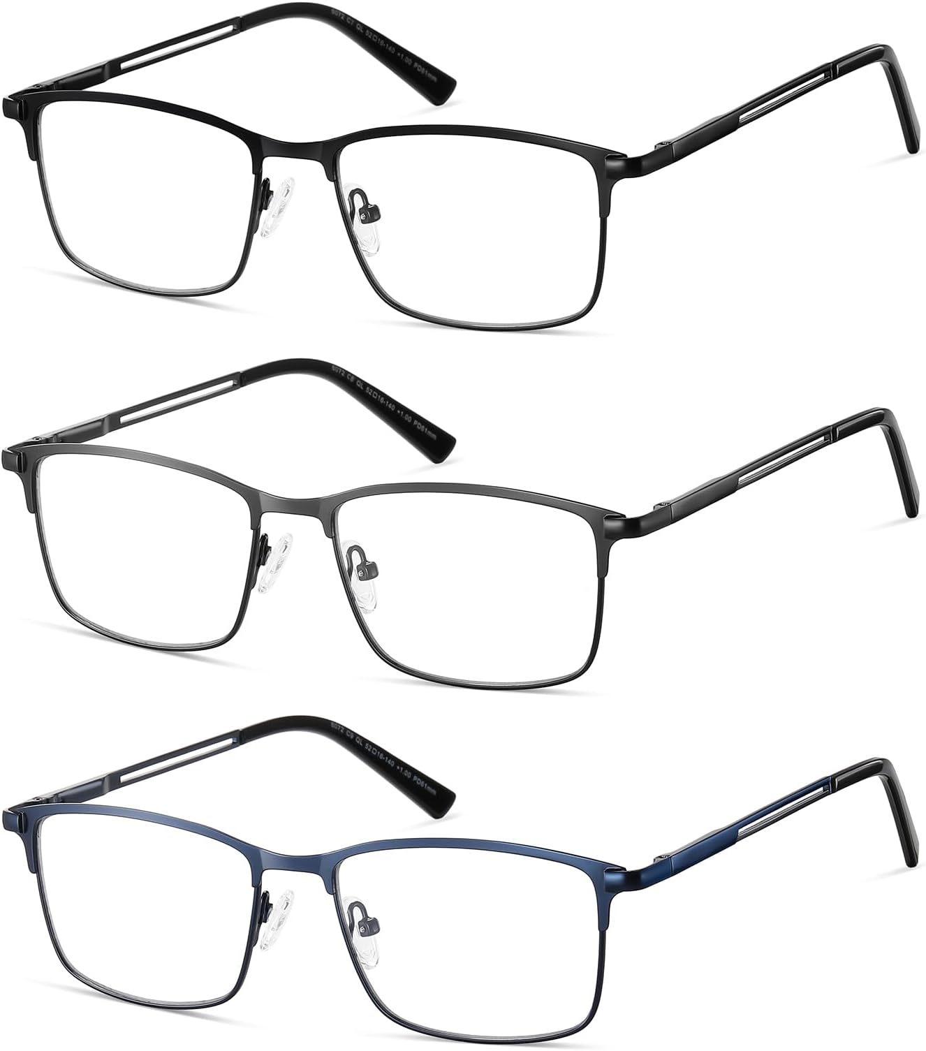 Progressive Multifocus Reading Glasses Men No Line Multifocal Transition Blue Light Readers Metal Wide Frame Eyeglasses