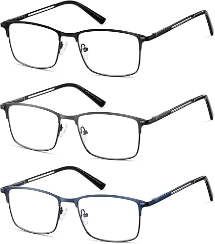Miniatura 8 de LKEYE Gafas de lectura progresivas multienfoque para hombre, sin línea, transición, multifocal, luz azul, lentes de marco ancho de metal