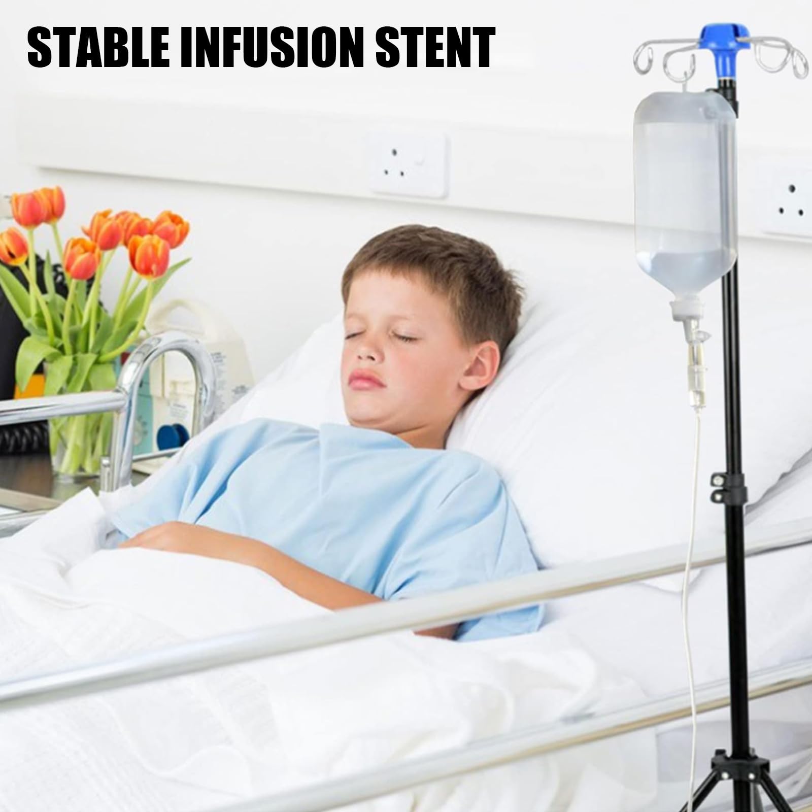 Supporto verticale pieghevole per infusione 2M Supporto per sacca antigoccia Lunghezza regolabile Supporto per flebo per l'assistenza clinica domiciliare