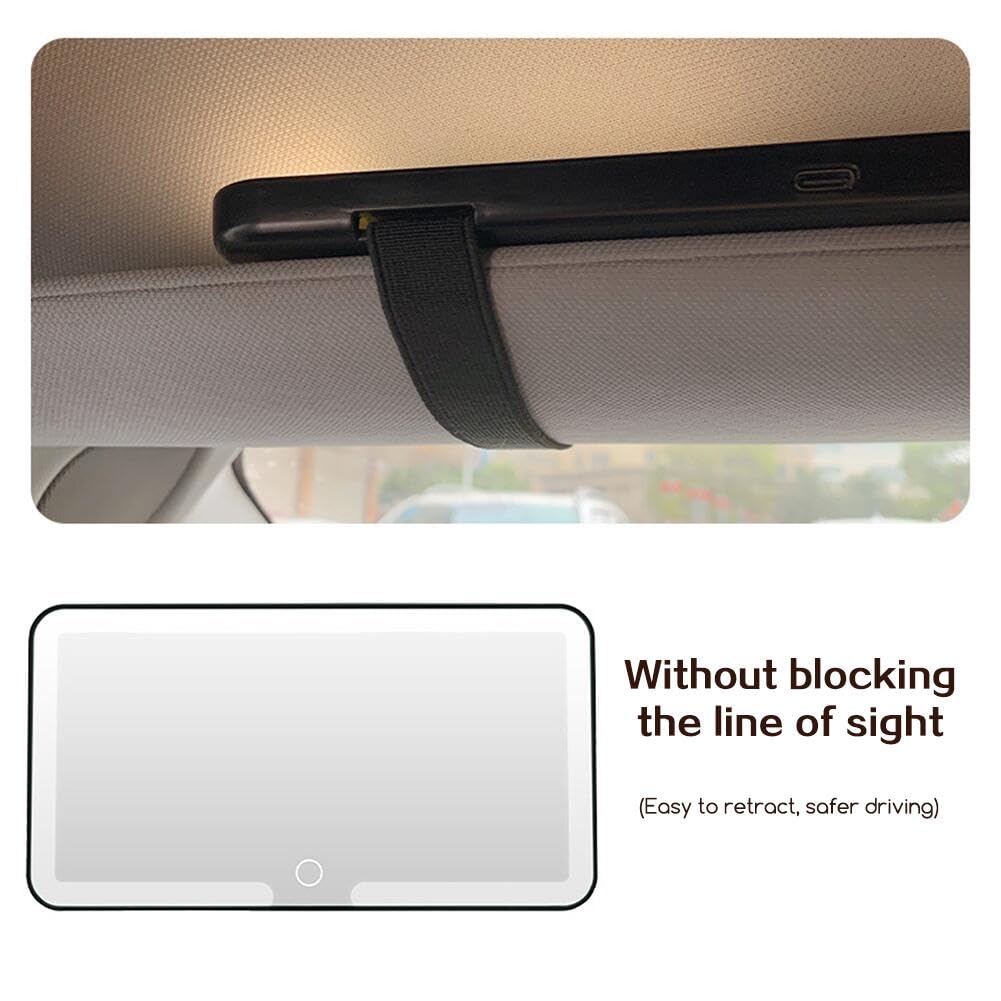 Specchio parasole a LED per auto, con controllo touch ricaricabile, 3 modalità di illuminazione, lunga durata 180 giorni, universale, per auto/camion/SUV, specchio cosmetico HD (bianco