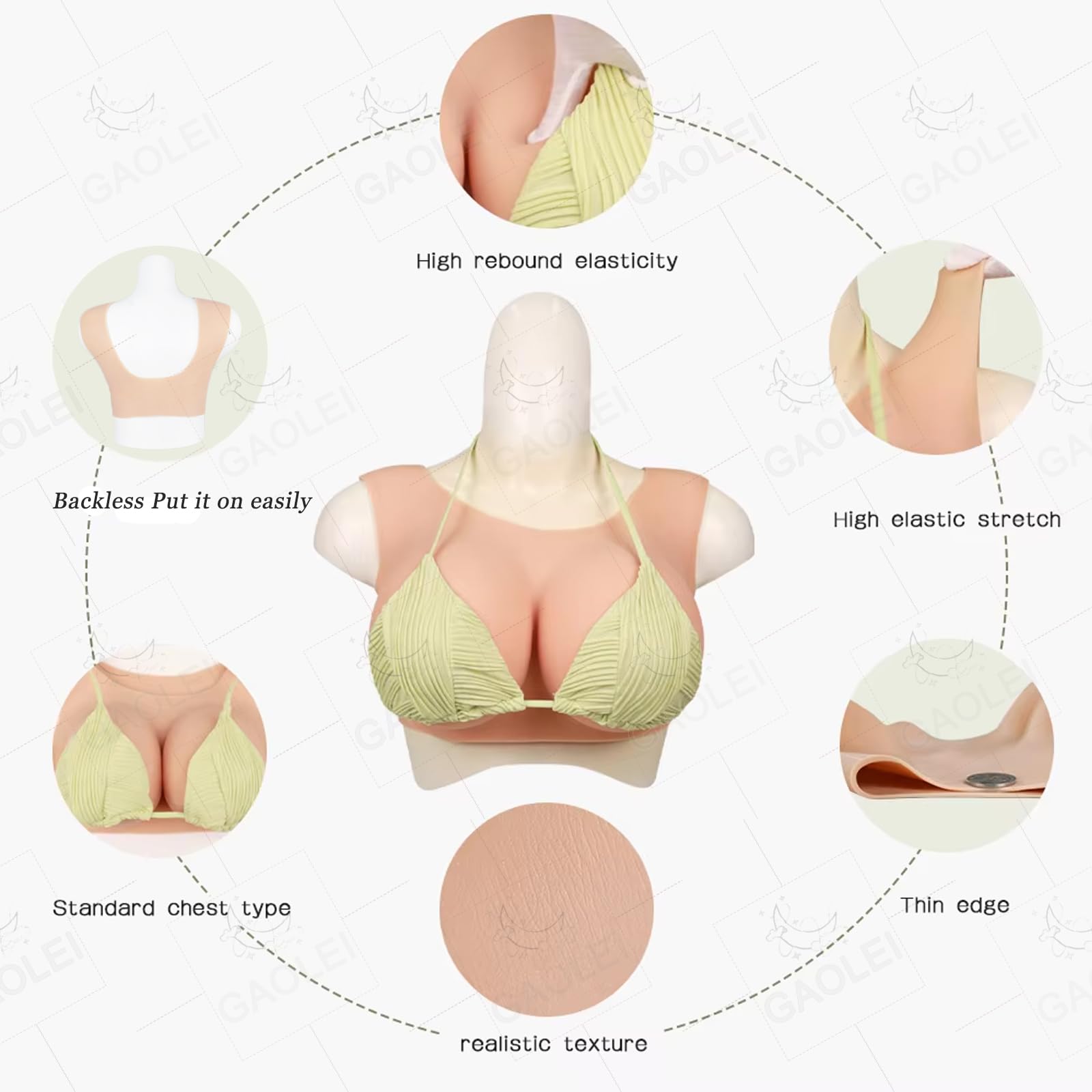 Adima Silikonowe fałszywe Niski dekolt Wycięcie z tyłu B-G Cup Breast Forms Enhancer dla crossdresserów Transgenderowa mastektomia