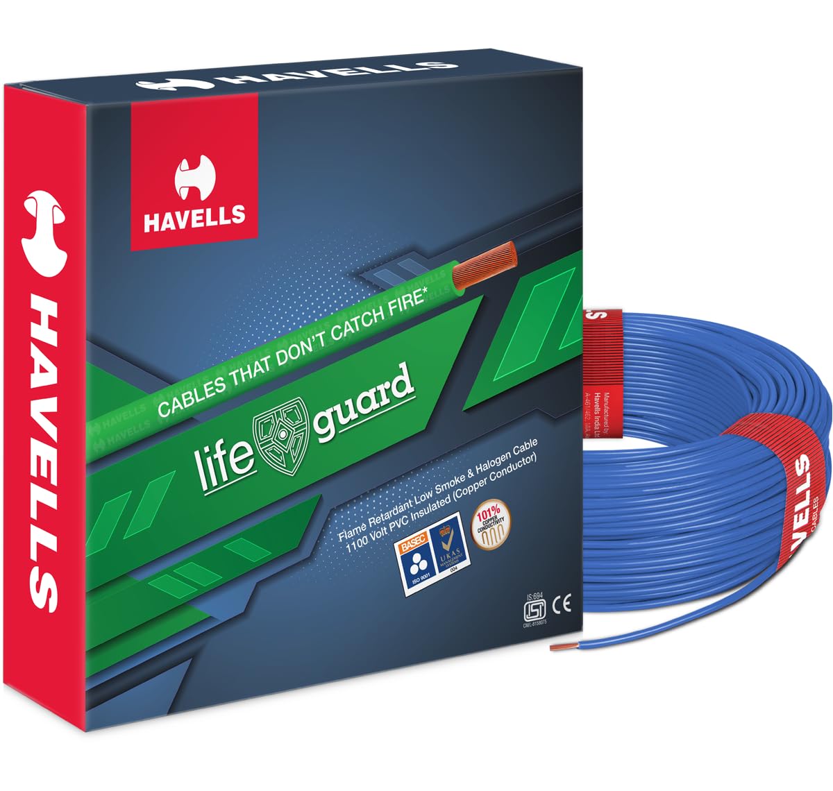 Havells Lifeguard Cable WHFFFNBL11X07 1 sq mm Wire (Blue)-image-0
