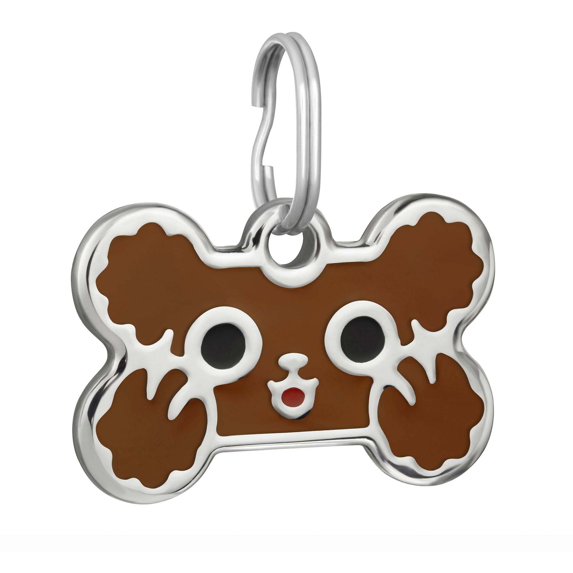 CoolDogs Stainless Steel Enamel Pet ID Tags for Dogs and Cats, Personalized Dog Tag, Cat Tag,Dog Name Tags, Cat Name Tags with Custom Deep Engraved ID on The Back Side (Brown, Small)