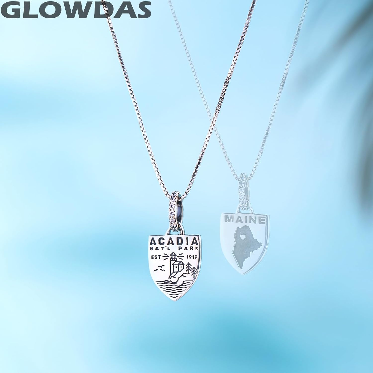 Acadia National Park Shield-Shaped Dangle Charms, fit Pandora Travel Bracelet/Necklace, 925 Sterling Silver Lighthouse Maine Pendant Bead, Gift for Family/USA Souvenir/Wife - Image 3