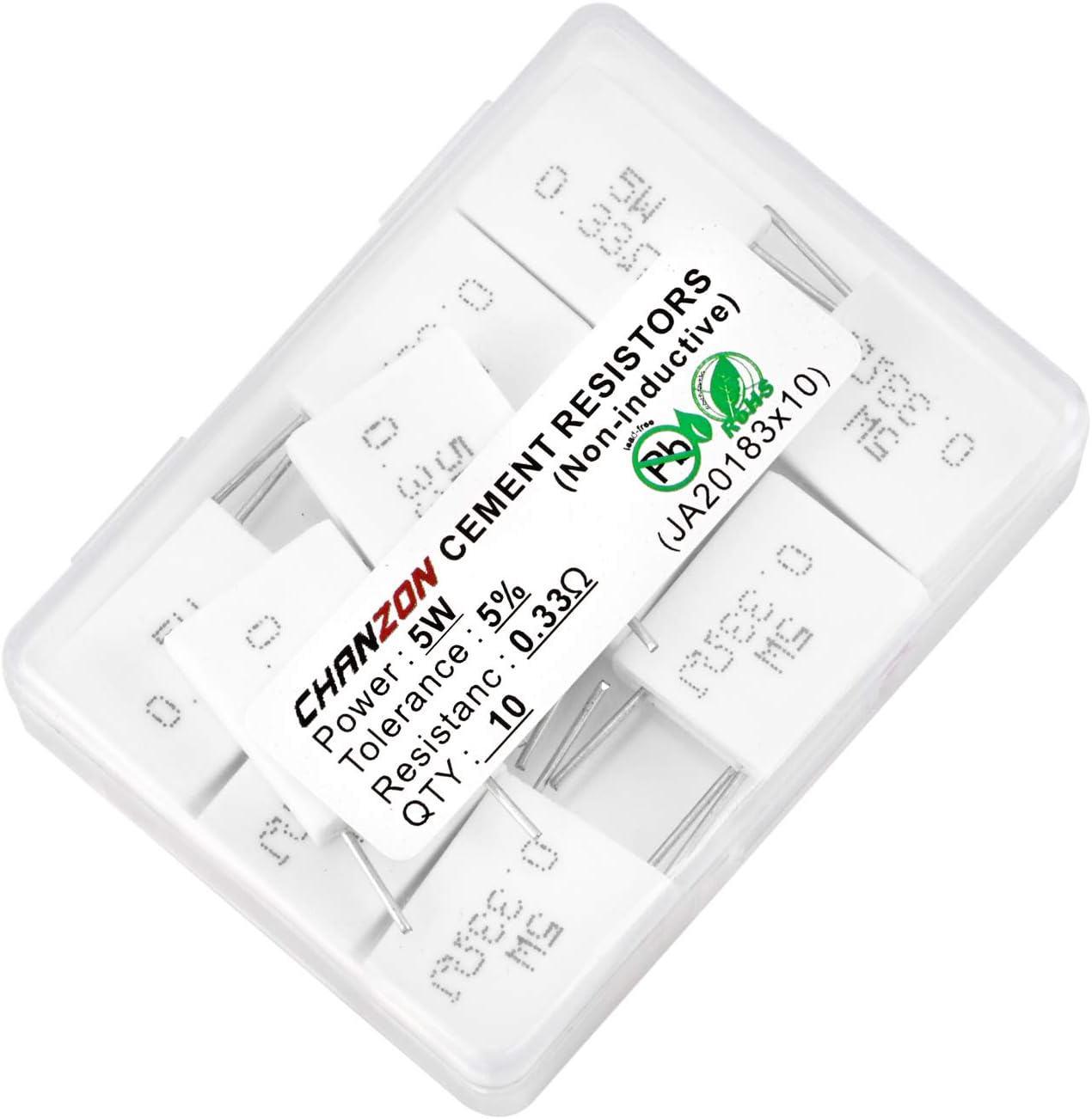 Chanzon 10pcs 5W Cement Resistor 0.33 Ω ohm ±5% Tolerance Wirewound Inductionless 0.33R