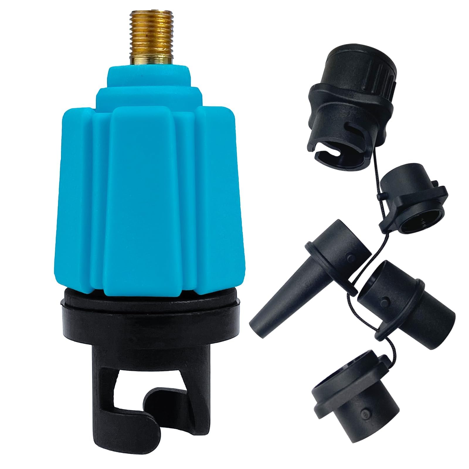 SUP Pump Adapters, Air Valve Converter Paddle Board Pump Adapter SUP Air Pump Converter with 4 Valve Nozzles Multifunction Air Valve Attachment for Paddle Board Accessories (Blue)