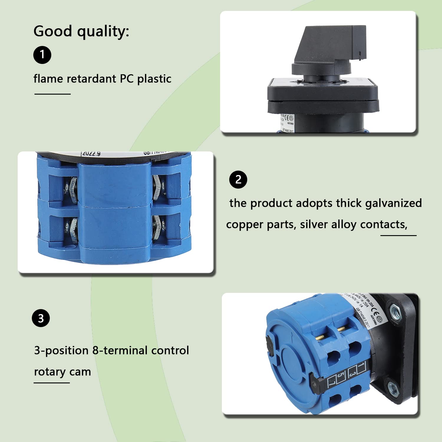 Interruttore Camma 660V 20A Interruttore Rotativo Universale - SZW26-20 3 Posizioni ON-off-ON 660V 20A Per Impianti Interruttore 3 Posizioni