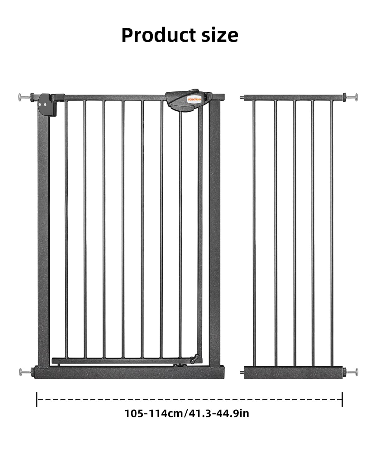 UBRAVOO Cancelletto per Bambini per Cani, Altezza 100 Cm Cancelletto di Sicurezza per Bambini 105-114 cm di Larghezza Chiusura Automatica Tripla Serratura Aperta Tenere Cancello per Scale