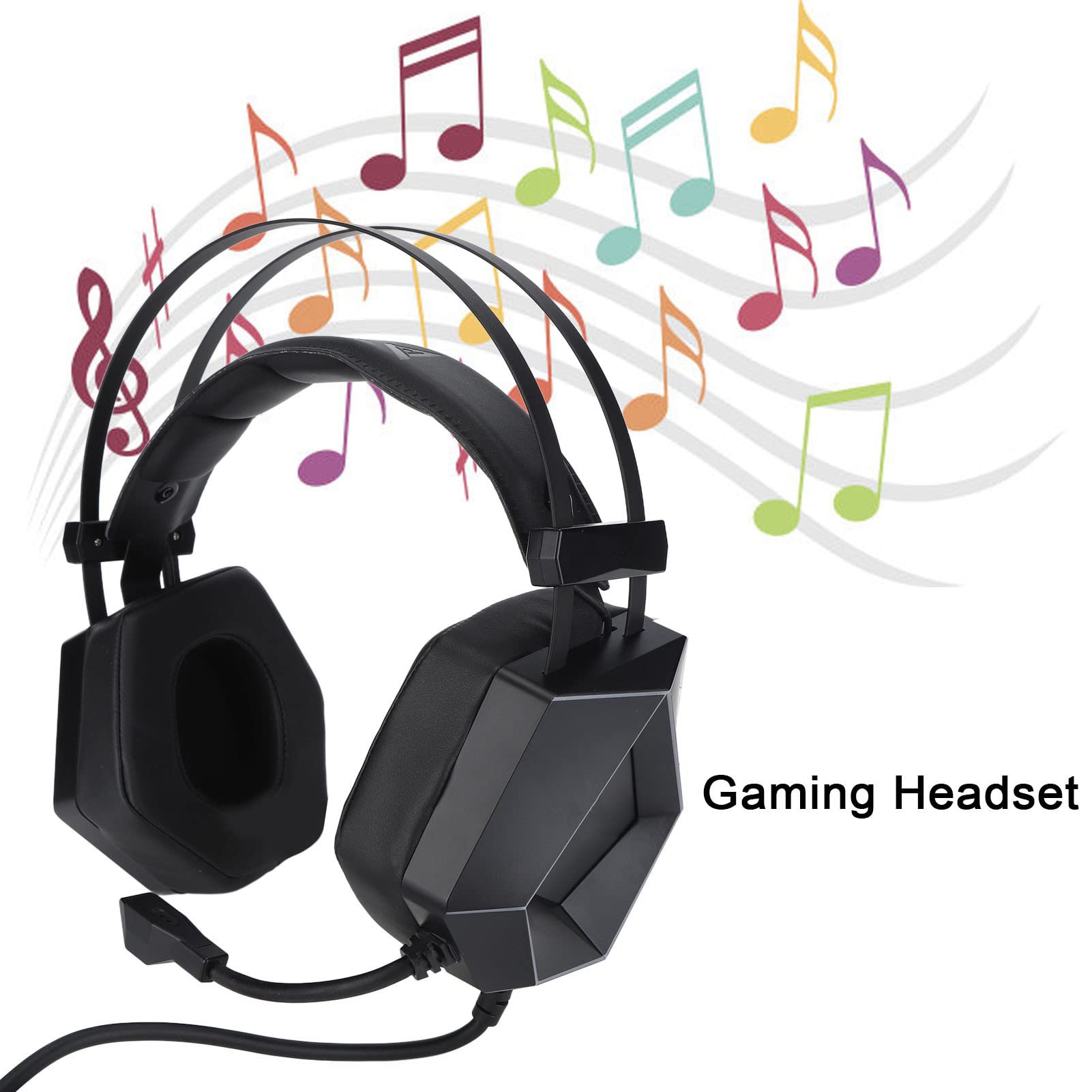 Cyrank Cuffie da Gioco, Ths300 A3 PRO Cuffie per Computer Cablate con Audio Surround 7.1 con Luci RGB per Streaming E Microfono sopra Le Orecchie