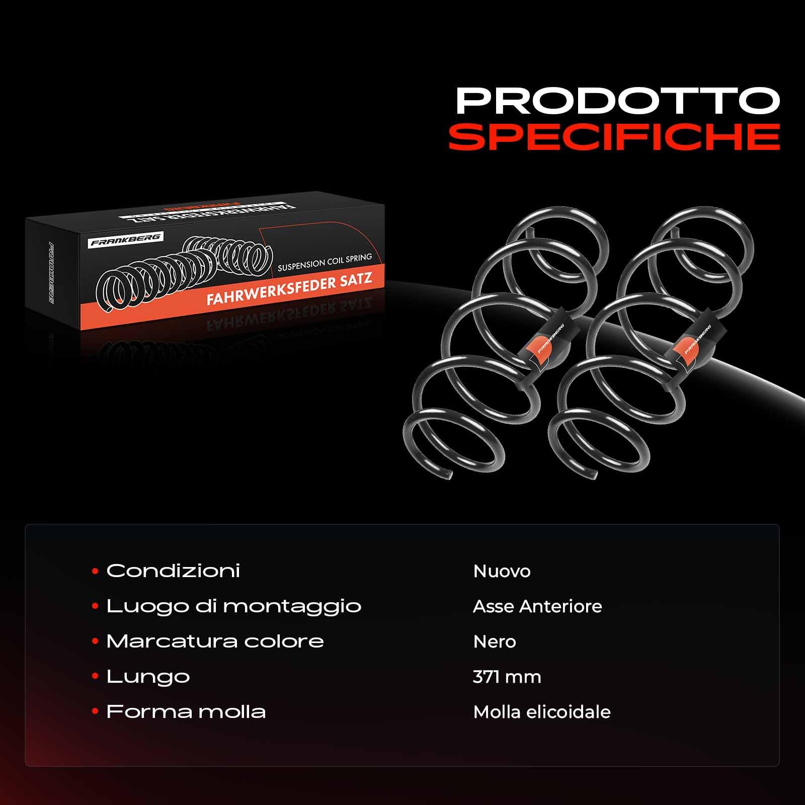 Frankberg 2x Molle autotelaio Molle sospensioni Compatibile con Grande Punto 199 Punto Evo 199 Replace# 51812160,RH3504