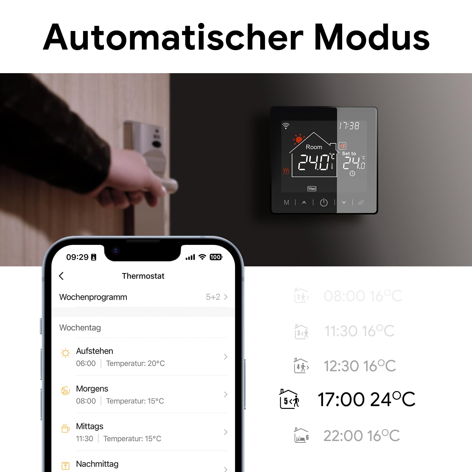 Vaconoff WiFi Fußbodenheizung Thermostat - Smart Thermostat Für Wasser Fußbodenheizung - Alexa & Google Assistant Kompatibel