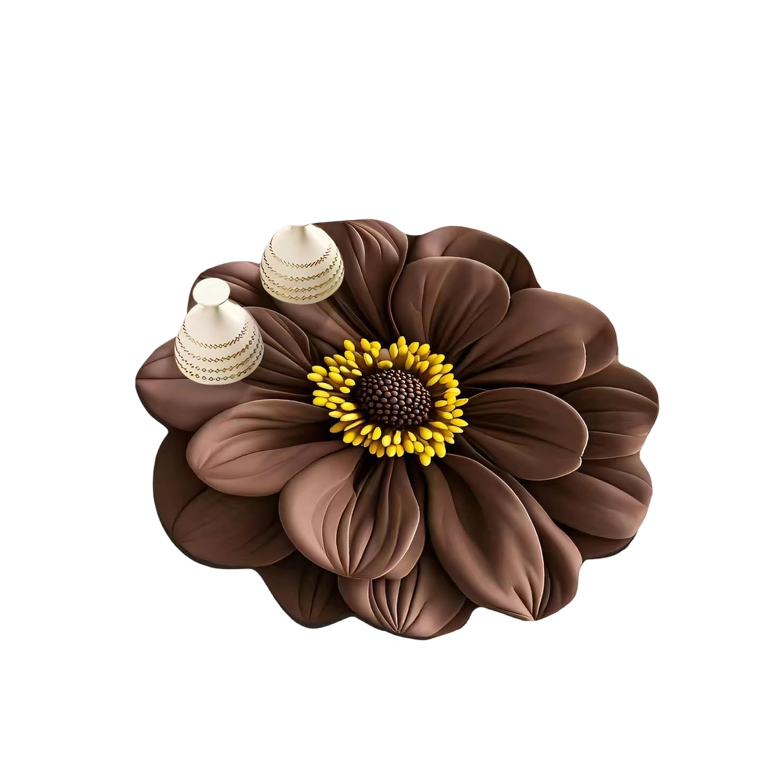 Nucelit Kitchen Counter Drainer Mat with 3D Floral Pattern Nonslip Silicone Countertops Foldable Drying Pad Quick Drying Mat