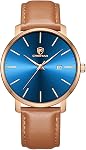 CHEETAH Minimalist Waterproof Quartz Watches for Men with Leather Strap, Auto Date