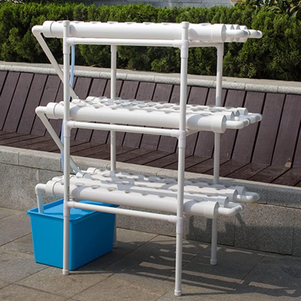 RibasuBB 3 capas 108 ubicaciones Hydroponic Site Grow Kit 4 Tubos Verticales Hidropónico Sistema de Cultivo Agua Cultivo Jardín Hogar Balcón Jardín