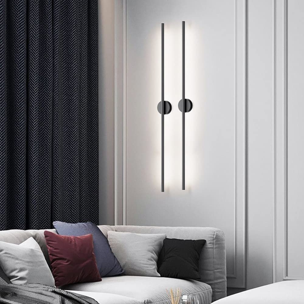KKXXYQFC Kinkiety Kinkiety Długi pasek Kinkiet Aluminiowy kryty Kinkiet ścienny LED Nocny Astygmatyzm Kinkiet Naścienna oprawa oświetleniowa do sypialni Komoda Łazienka Salon (czarny A6000k, wysokość: