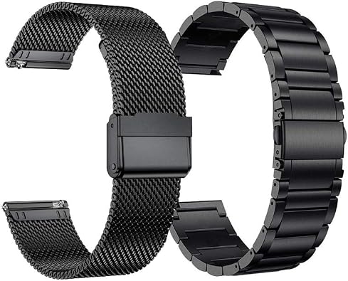 22mm Watch Bands Compatible with Fossil Gen 6/5/4, Solid Metal Bracelet & Mesh Woven Milanese Loop Strap