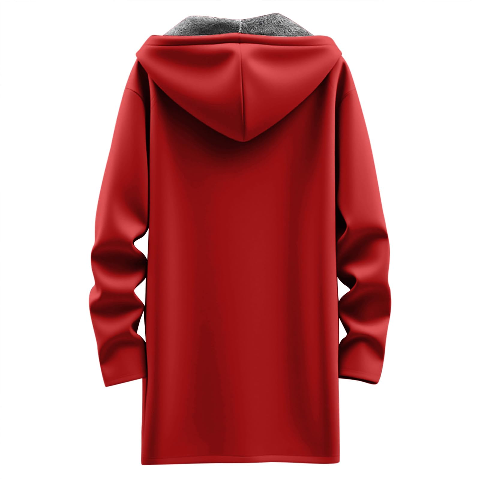 Generisch Felpa da donna con cappuccio di media lunghezza, con chiusura lampo, tinta unita, foderata in flanella, calda, autunno, inverno, taglie forti, comoda con cappuccio, per il tempo libero, per