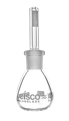 EISCO Picnómetro, calibrado, 0.3 fl oz - Botella de gravedad específica con fondo plano y tapón perforado - vidrio de borosilicato 3.3