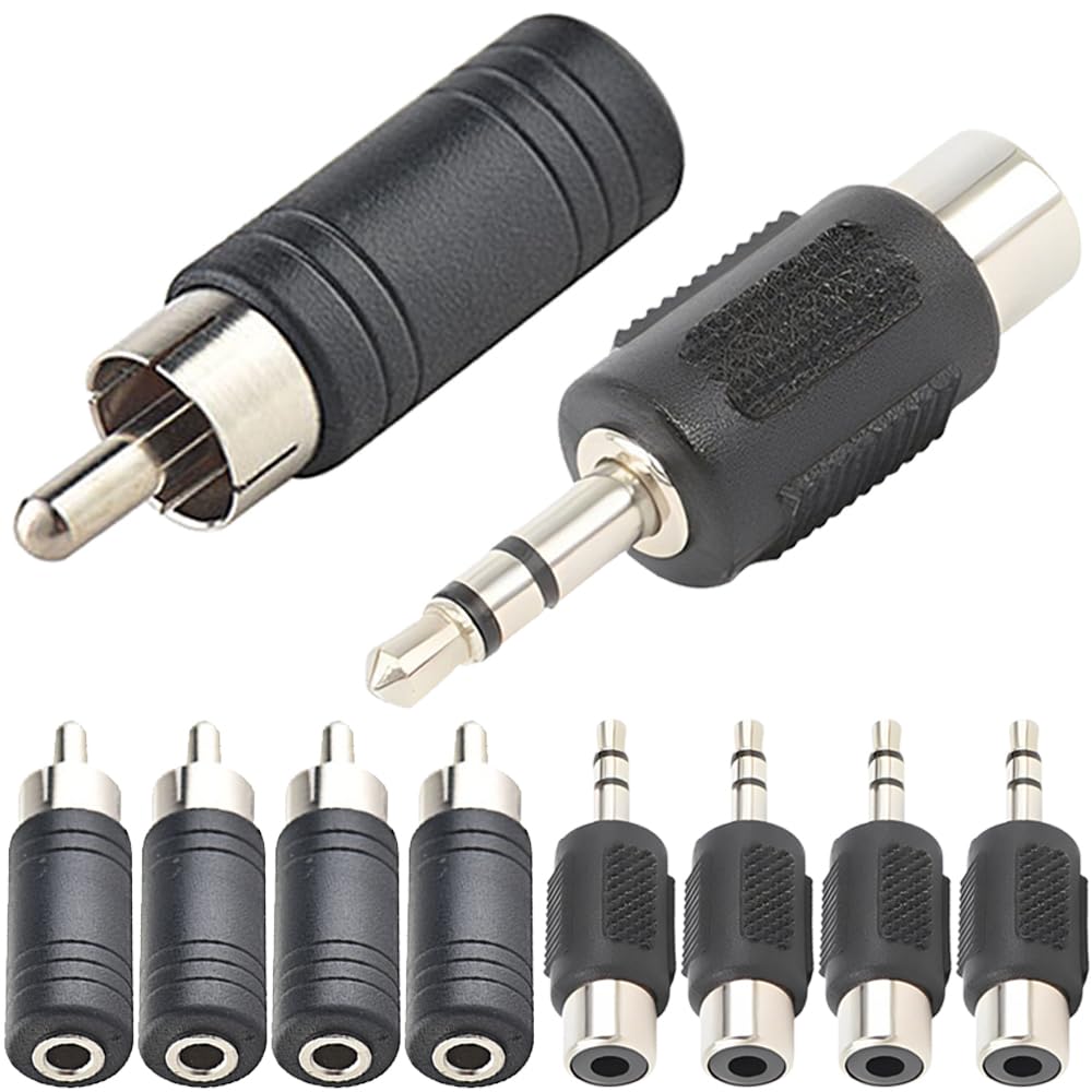 ZdyCGTime Lot 5 Adaptateurs RCA Mâle Vers Jack 6,35 Mm Mono Femelle – Connecteurs Audio Noir