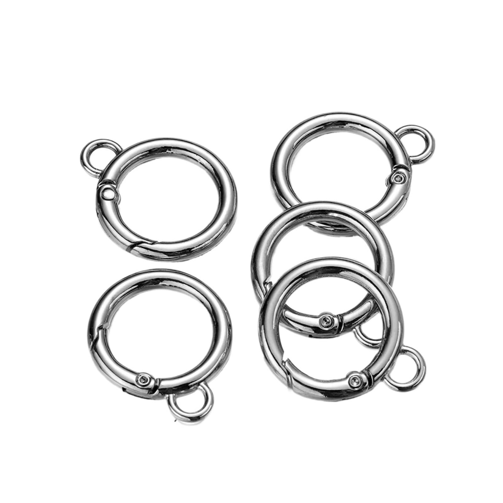 20Pcs/Lot Alloy O Ring Spring Clasps Openable Round Carabiner Keychain Bag Clips Hook Buckles Connector for DIY Jewelry Making for Keyrings,Wallets(Rhodium)