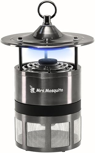 Trampa para mosquitos al aire libre: asesino de insectos de acero inoxidable de alta calidad con luz UV y señuelo Octenol, resistente a la lluvia,
