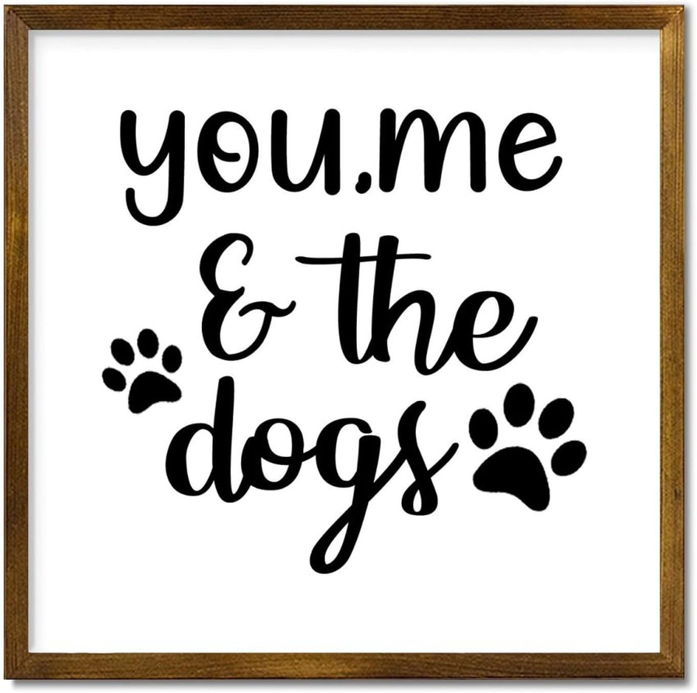 You Me And Dogs Wooden Sign With Frame 12x12in Modern Farmhouse Wall Hanging Wood Framed Sign Craft Plaque Poster Wall Art With Bible Verse Quotes Sayings New Home Decor Gifts