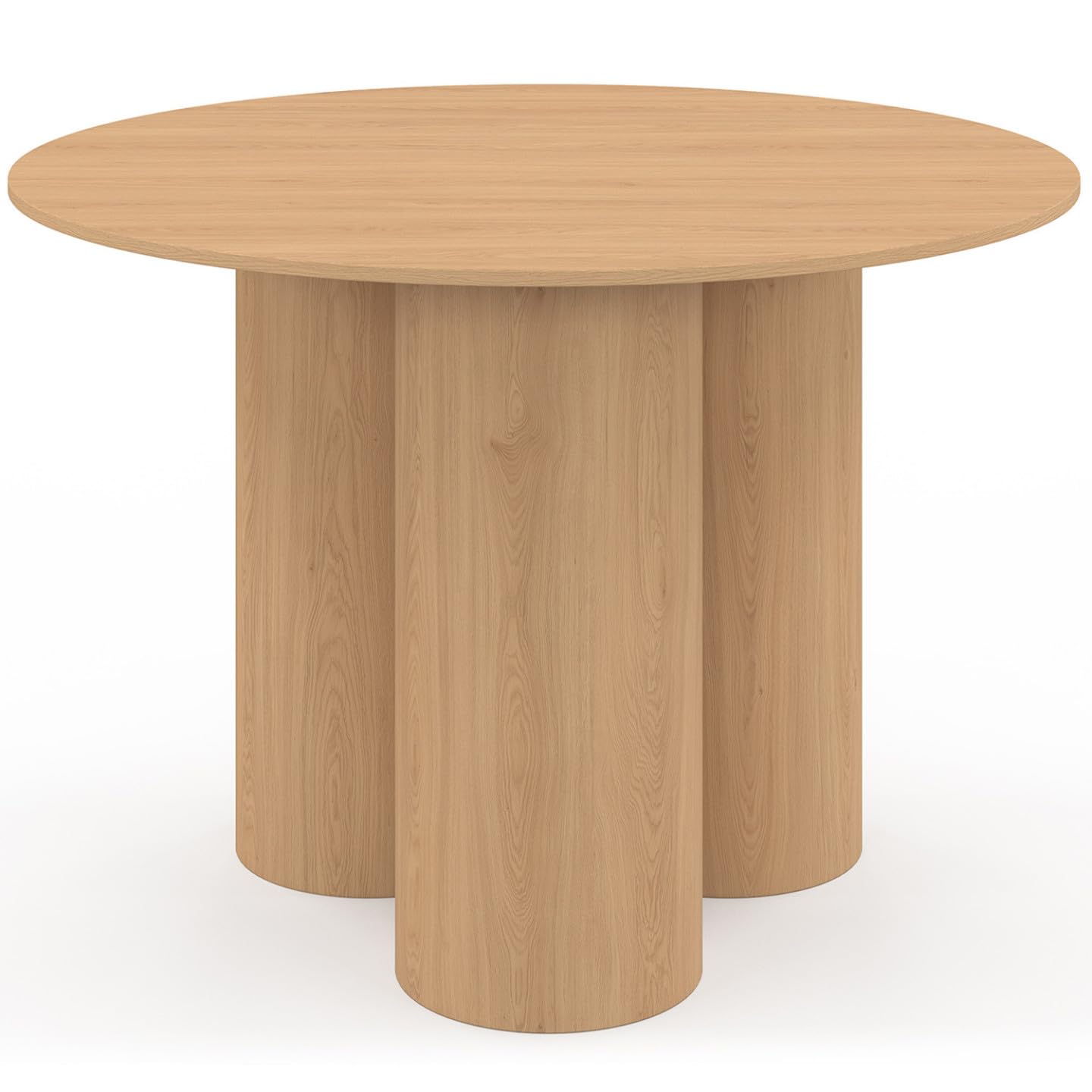 IDMarket Eloise - Mesa de comedor redonda (110 cm), diseño de pie central cilíndrico para 6 personas de haya