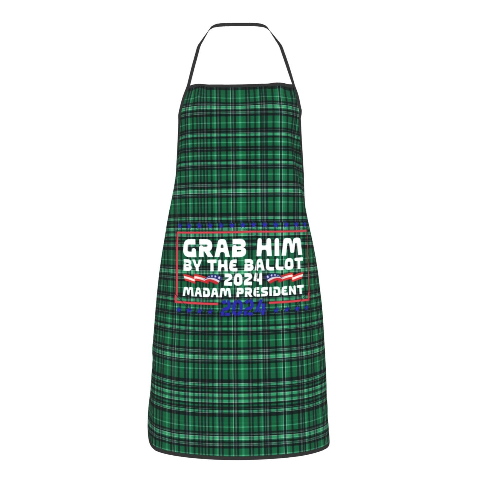 nopicsn Grab Him By The Ballot Madam President 202 Apron for cooking with Pockets Women Men Kitchen Chef Funny Aprons