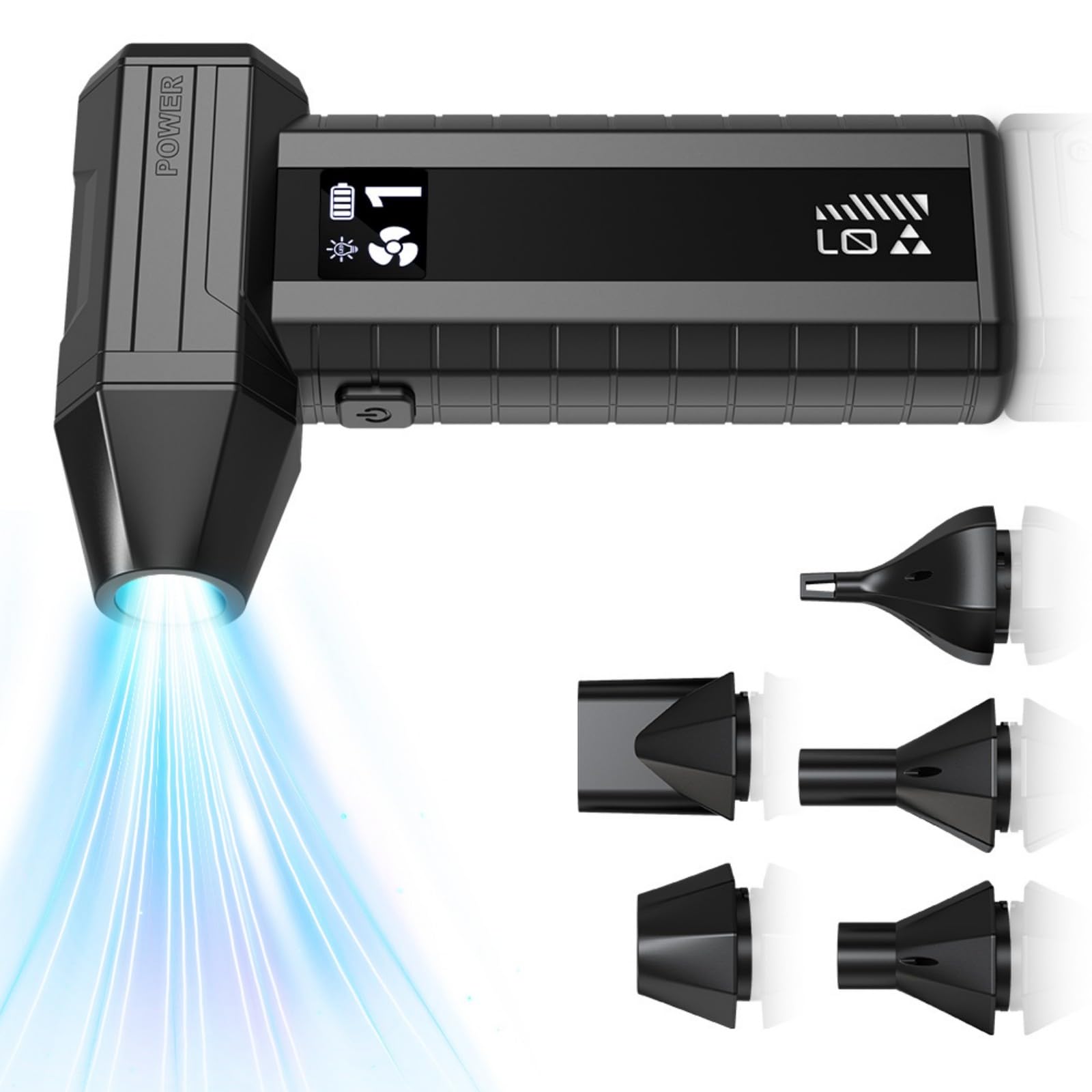 Spolverino elettrico ricaricabile USB da 130000 giri/min con batteria da 8000 mAh e turbine ad alta potenza per una forte pulizia del computer