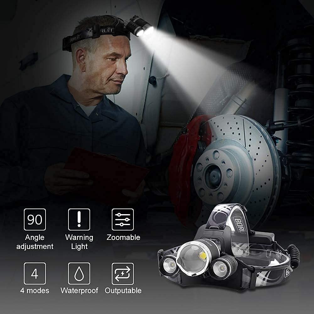 Latarka czołowa czołówka， Latarka czołowa LED 4 tryby Latarka czołowa Power Bank Latarka turystyczna Lampa kempingowa Lampa ładowana przez USB