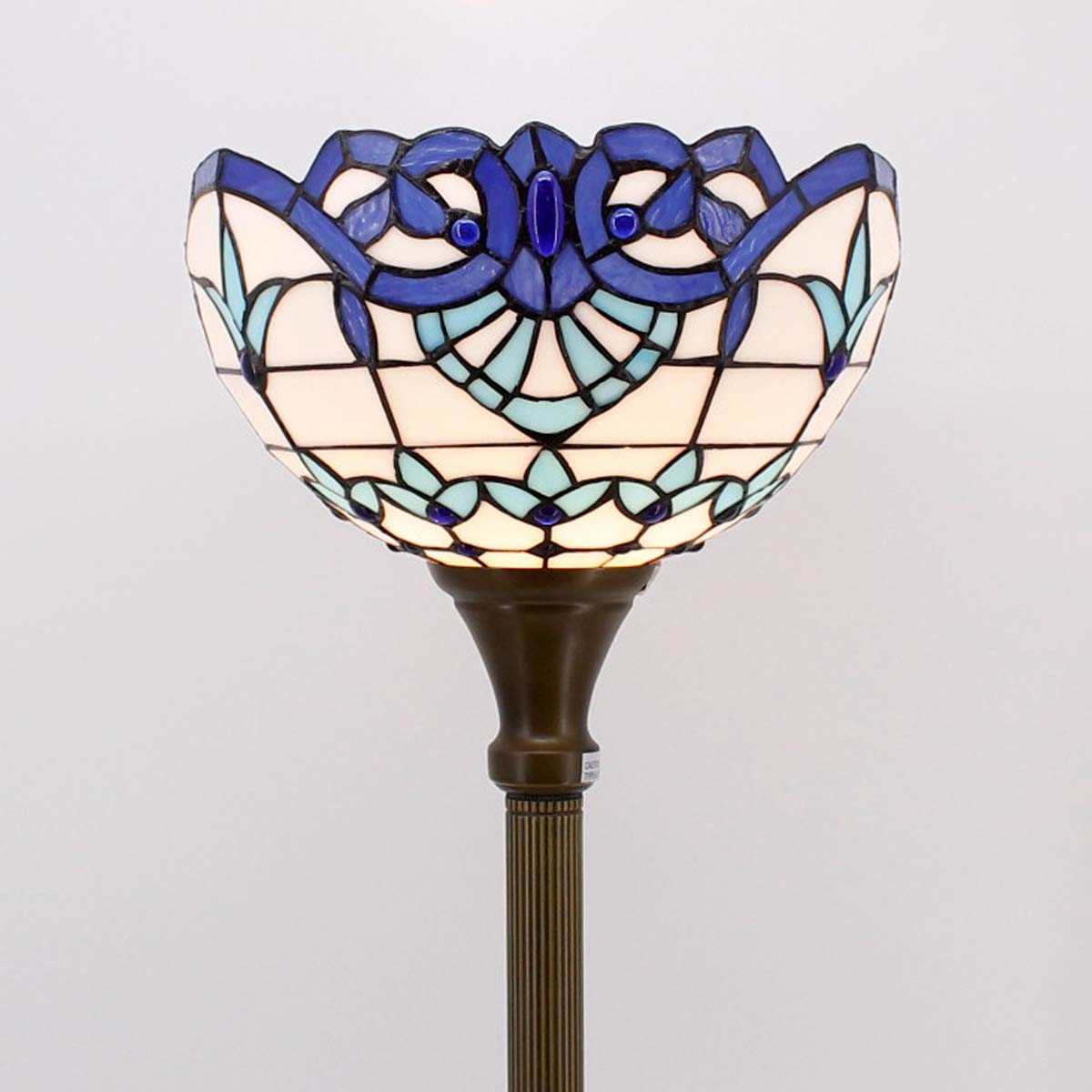 WERFACTORY Tiffany Floor Lamp Navy Blue Baroque Stained Glass