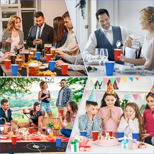 Bierpong Becher Set, Trinkspiel Tisch Matte Set, Beerpong Partybecher Enthält 32 Becher (500ML) +8 Tischtennisbälle+Tischmatte, Wiederverwendbare, Für Party Trinkspiele Camping Geburtstag Hochzeit