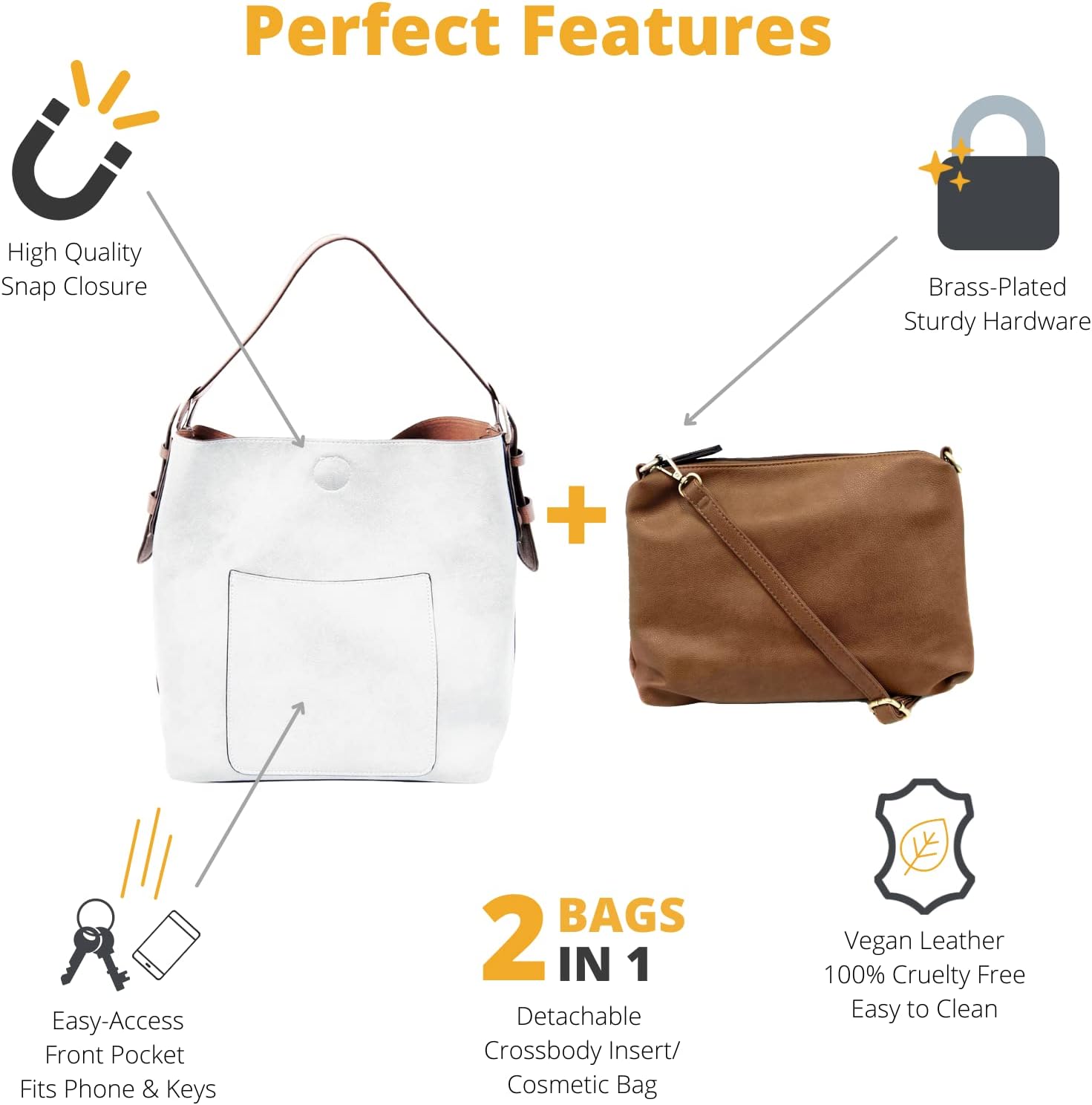 Joy Susan Womens Faux Leather: Hobo 2-in-1 Handbag - Image 2