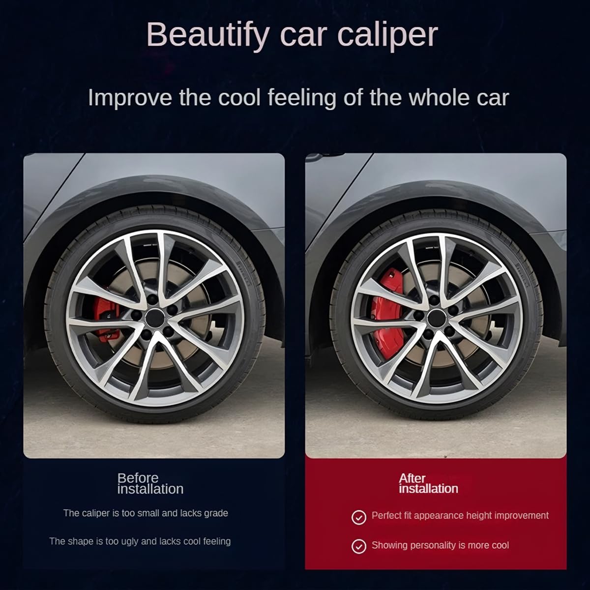 JNNJ 2 Pezzi Copri Pinza Freni Auto, 3D Pinze Freno per Ruota Auto per Mozzo Ruota, Resistenti Copri Pinza Freno Auto, Si Adatta Perfettamente Alla Superficie Della Pinza Freno Originale(Nero)