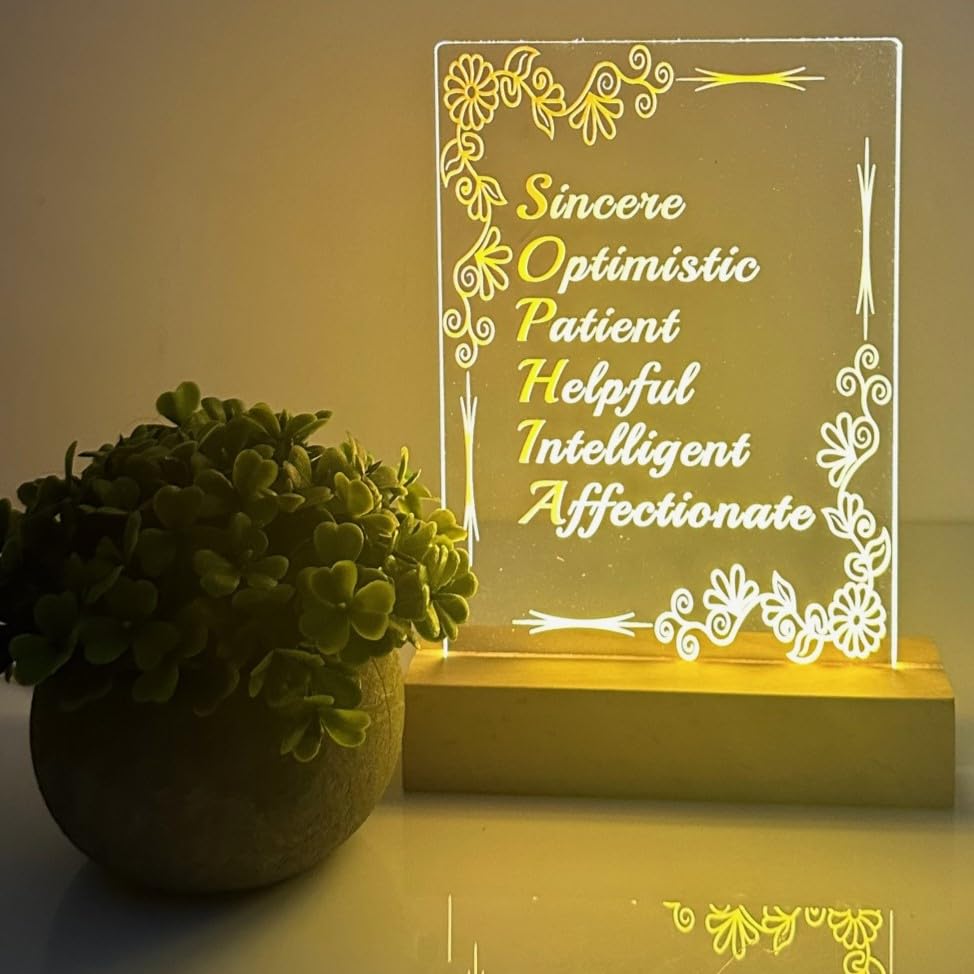 Lámpara LED de Mesa Personalizada con Base de Madera