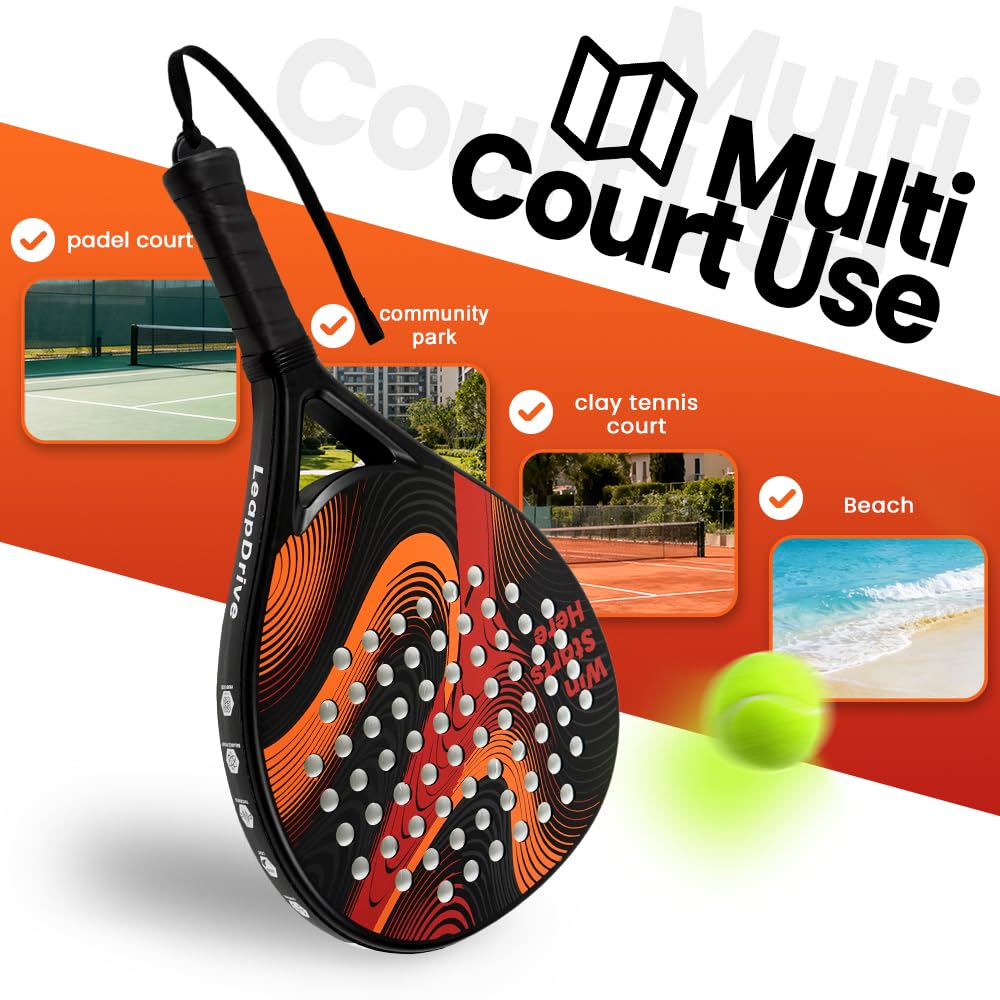 Racchetta da padel – miscela in fibra di carbonio con nucleo in schiuma EVA Memory Flex, racchetta singola + presa extra, 340 g