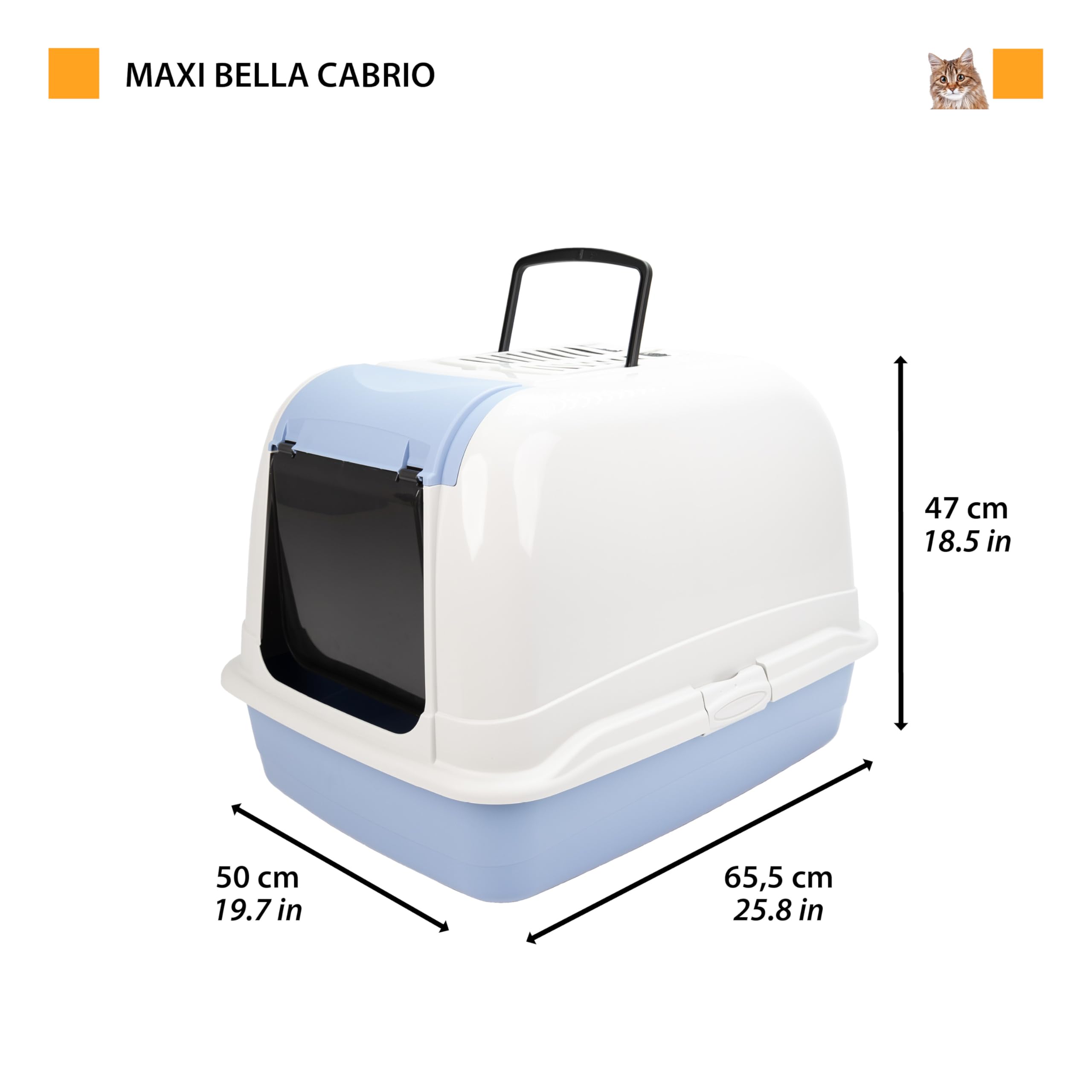 Ferplast Lettiera chiusa per Gatti MAXI BELLA CABRIO Cassetta igienica per gatti facile pulizia maniglia