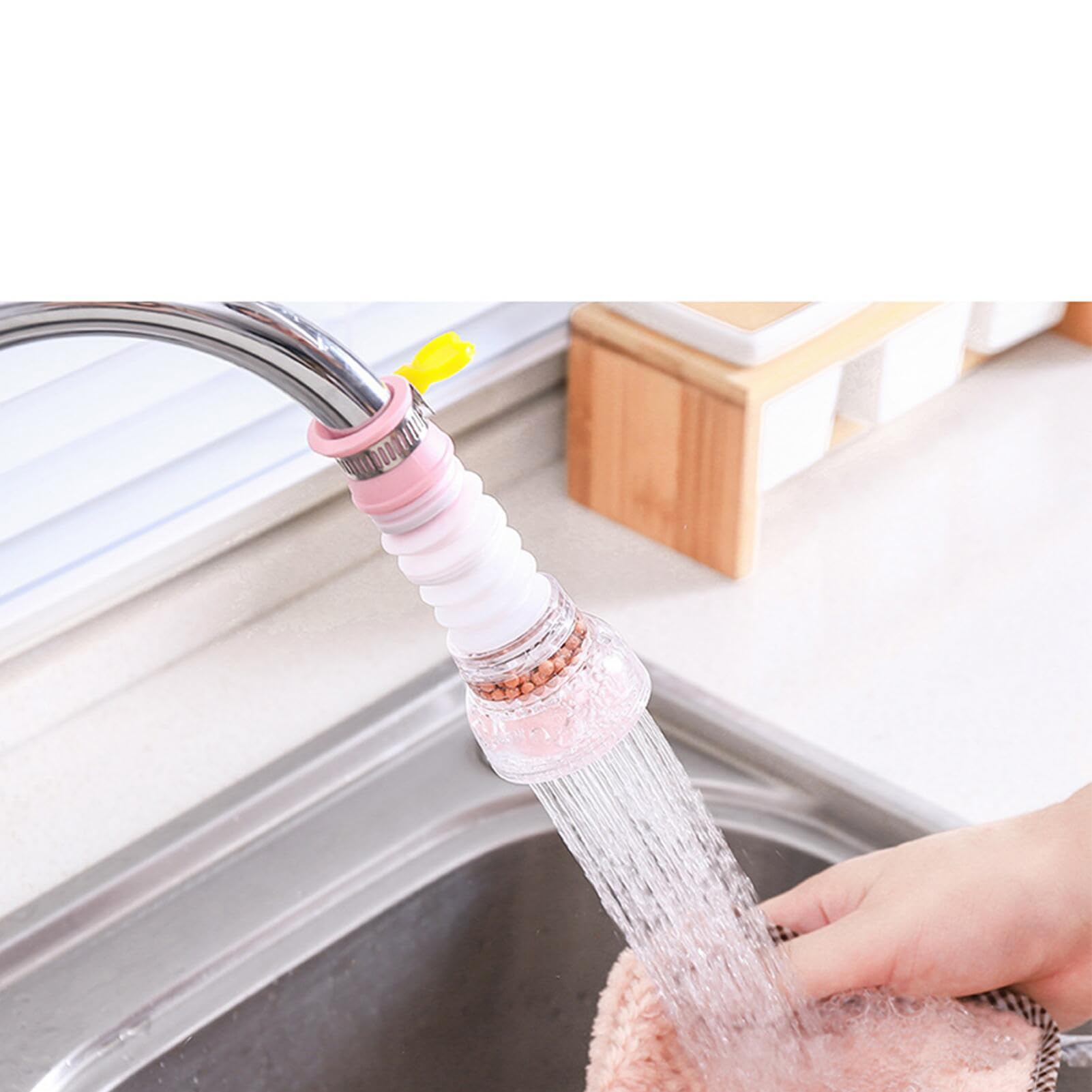 Splash-Proof Kitchen Tap Filter Retractable Tap Head Faucet Nozzle Extender 360-Degree Adjustable Filtration Softener Water Tap Head Faucet Aerator
