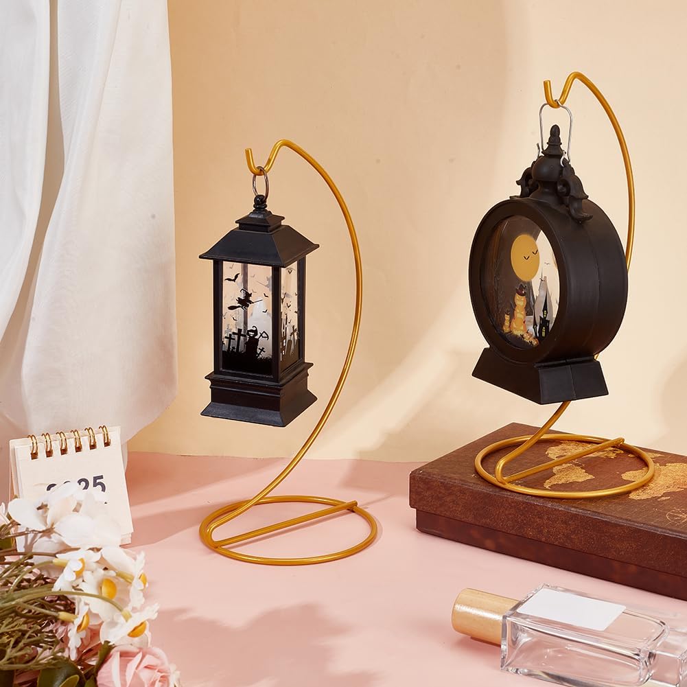 6pcs Ornament Display Stand Hanger Holder Glass Globe Iron Wire Stand Hanging Hook Rack for Christmas Lanterns Hanging Air Plant Terrarium Witch Ball Decor DIY Art Craft Display(Gold)