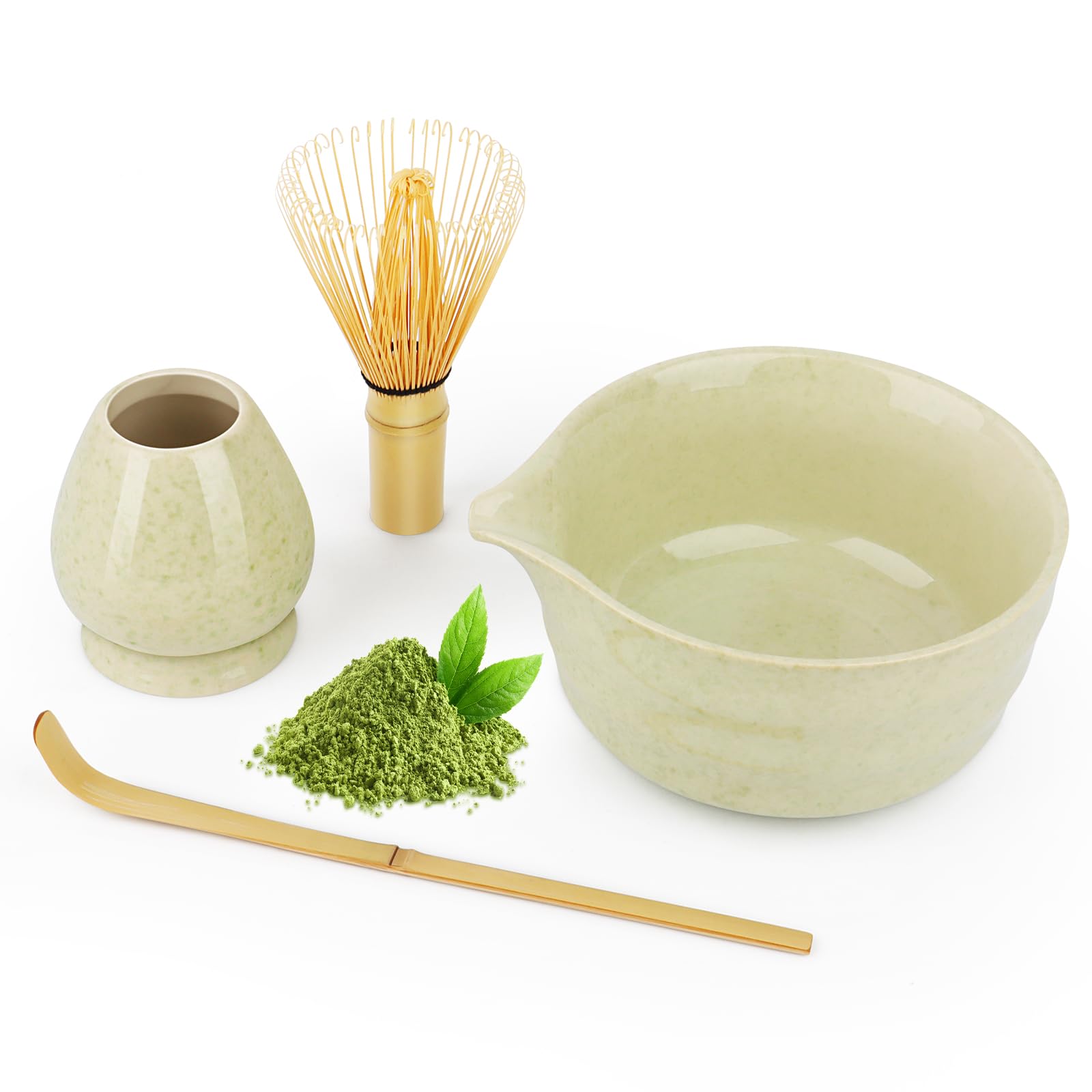 Set Matcha Per Cerimonia Del Tè | 4 Pezzi: Frusta, Ciotola, Supporto E Cucchiaio | Ideale Regalo - Foto 7
