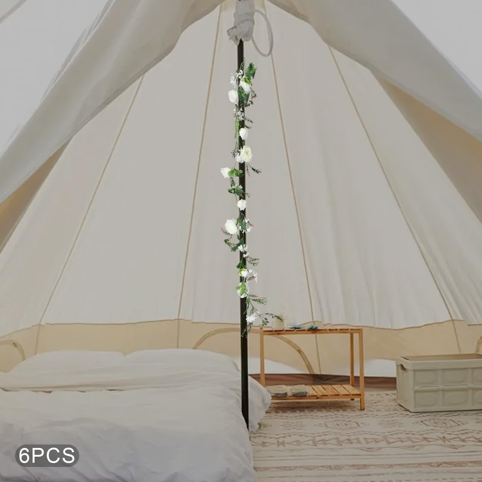 6 Stück Pfingstrosen Girlande, Künstliche Blumengirlande aus Seidenstuch, Deko Blumen Künstlich, Rosengirlande für Bogen, Zeremonien, Hochzeit, Heimdekoration, 180cm (Weiß)