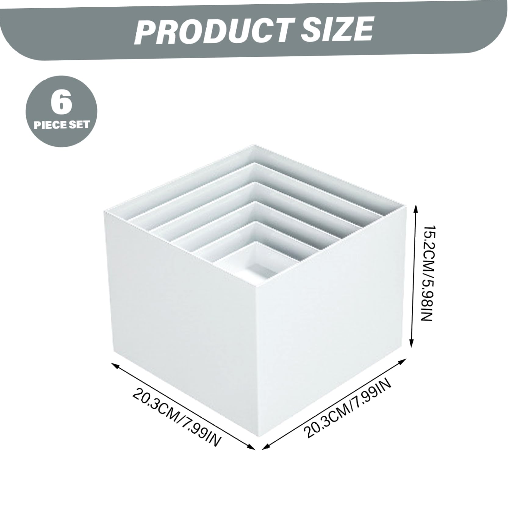 6 pezzi/set di riser a buffet, riser alimentari acrilici bianchi per tavolo a buffet, display da tavolo da dessert per alimenti riutilizzabili set per la catering di gioielli da dessert, 6 dimensioni
