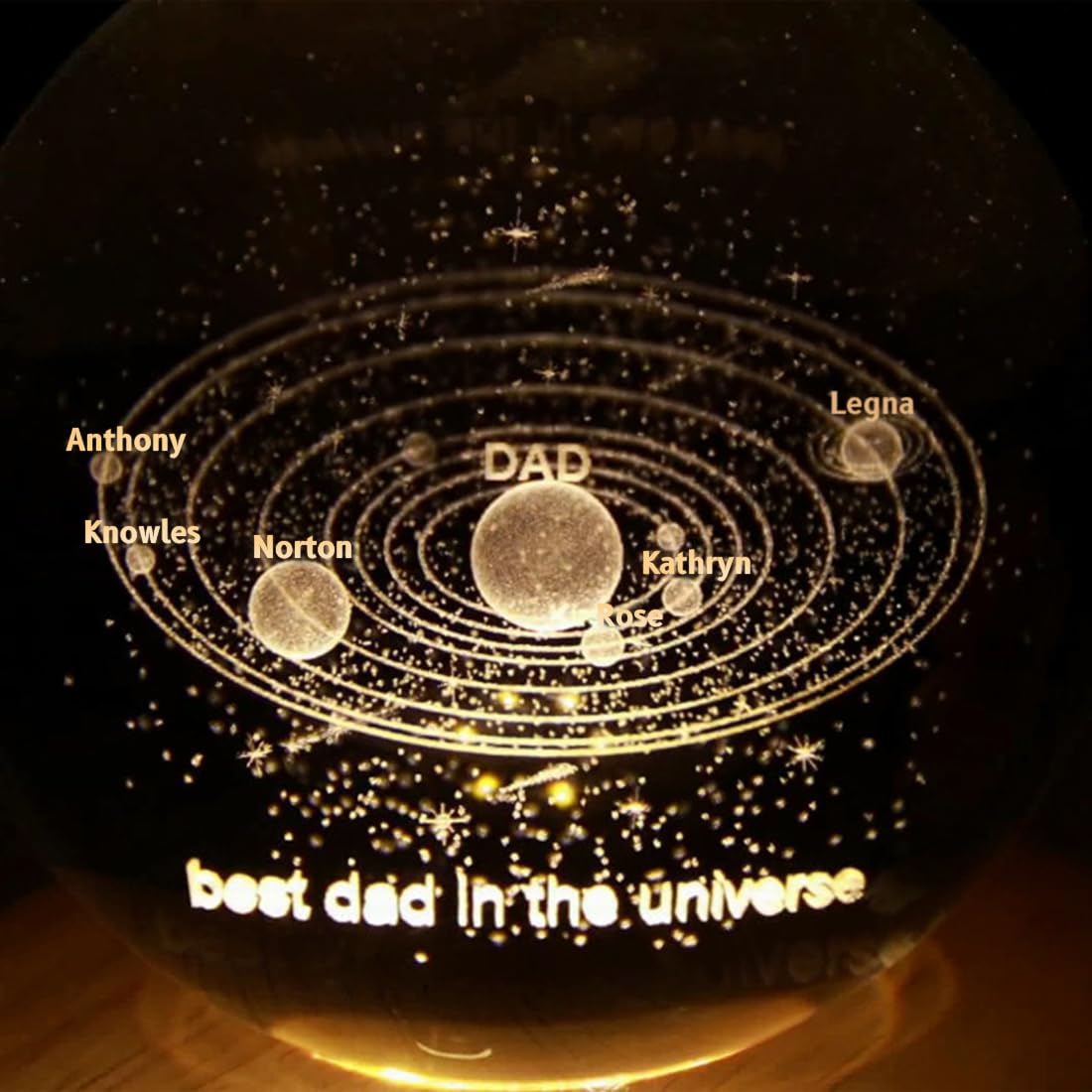 Lampada Sfera Di Cristallo 3D Con Sistema Solare, Lampada