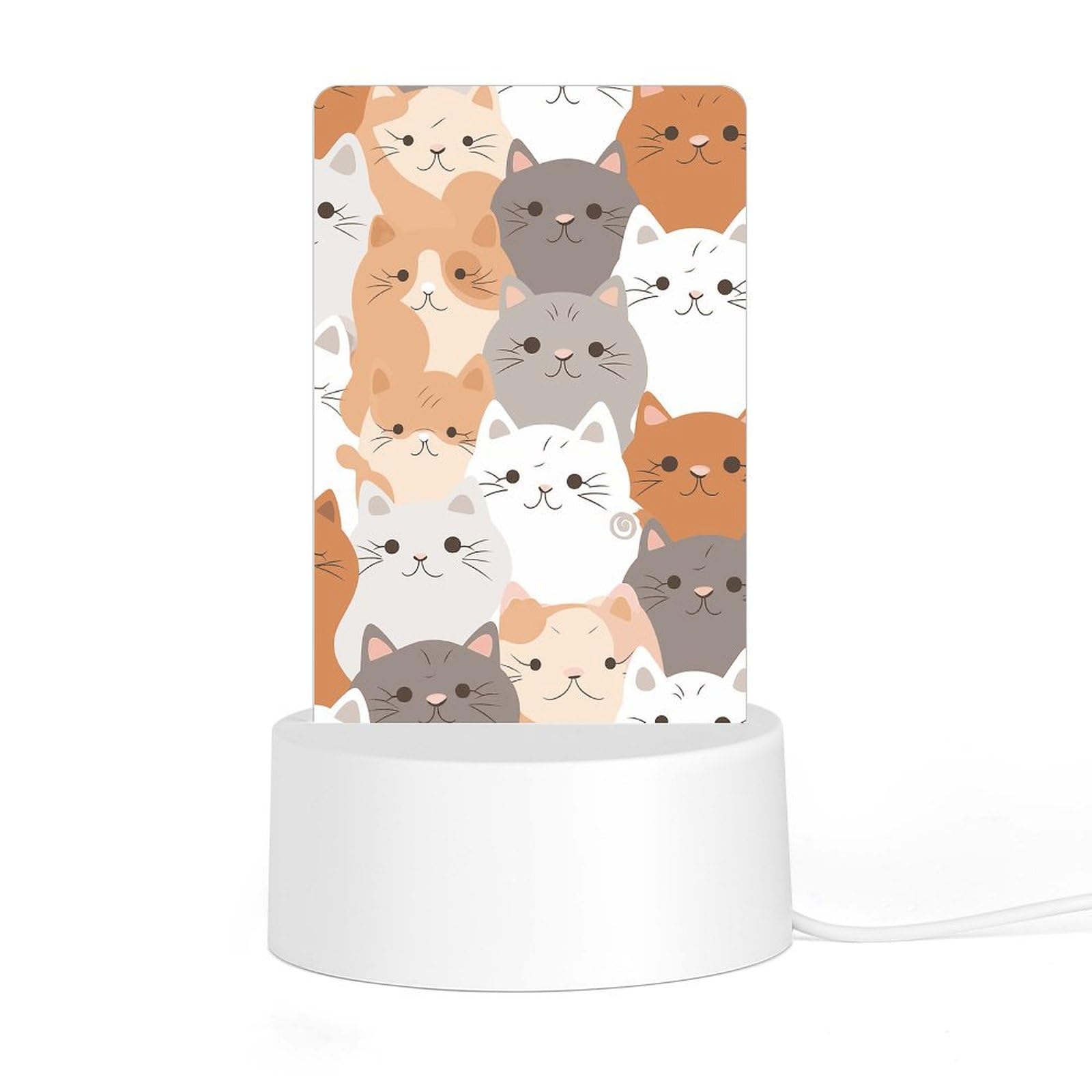JTREHY - Acrylic Night Light with Base, Orange Cats Design, LED Night Light for Bedroom Bathroom Hallway Holiday Gift