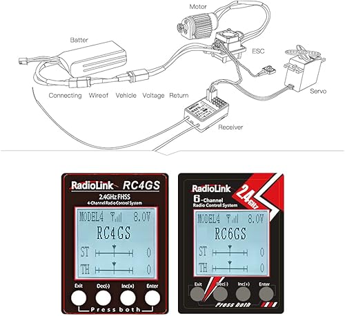 Miniatura 2 de Radiolink R6FG - Receptor RC de 6 canales de 2.4 GHz con giroscopio, control de largo alcance de tierra RX para vehículos a la