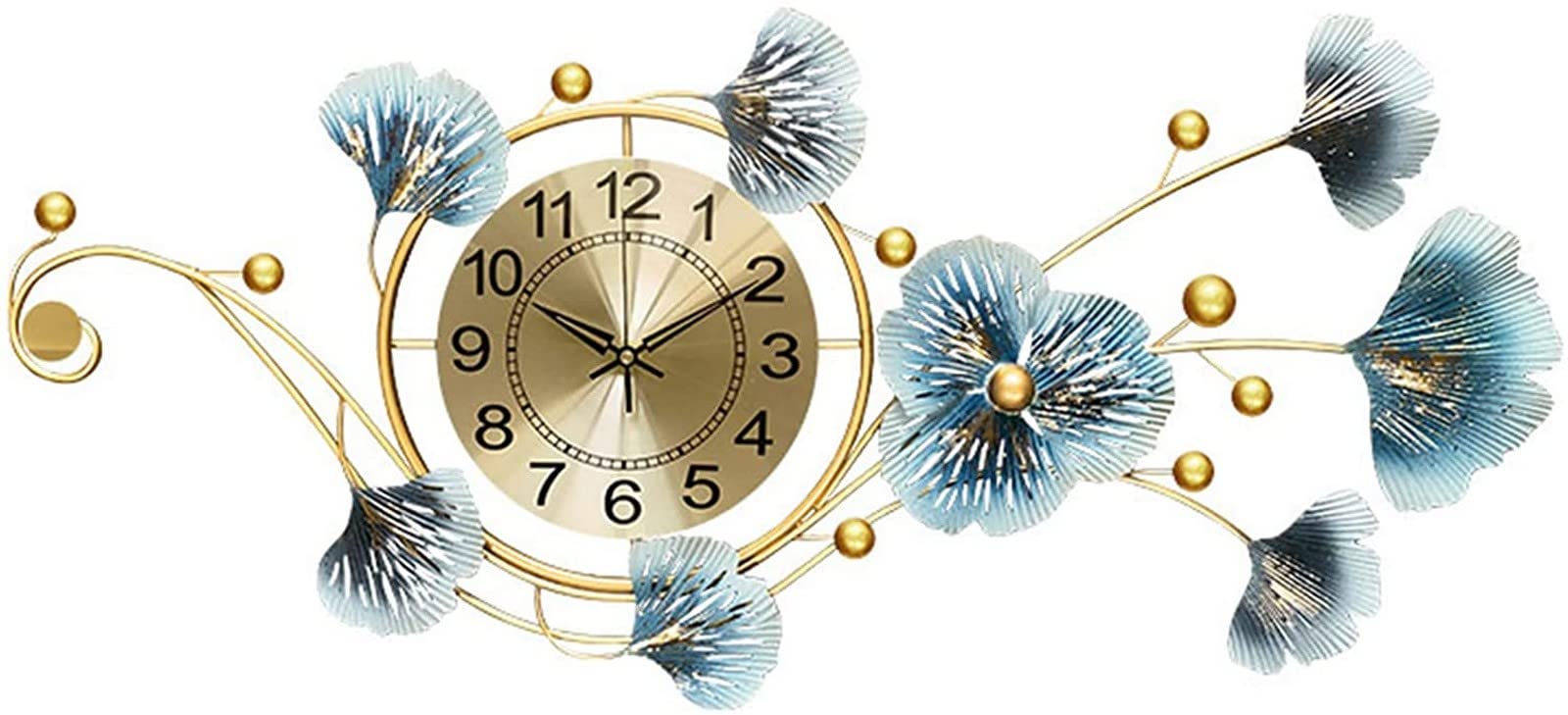 SaryEdge Wall Clock Art Clock Large Metal Decorative Wall Clocks,Silent Non Ticking Ginkgo Biloba Quartz Clock,Creativity Wall Watches for Living Room Bedroom Office,82 * 37Cm-A-82,A-82 * 37CM